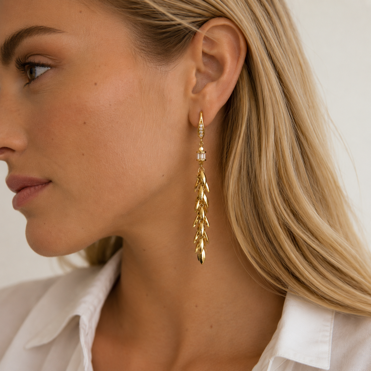 Charlize Earrings Long Gold