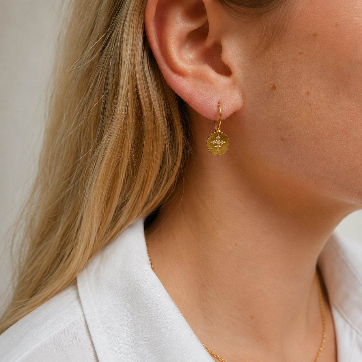 Cross Small Medallion Earrings