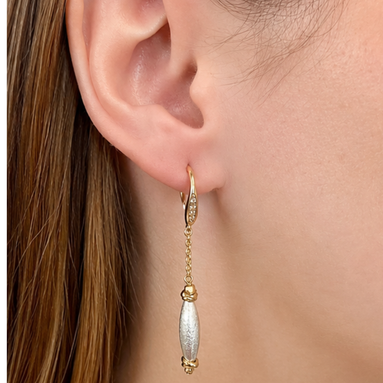 Tory Earrings Long Gold & Silver
