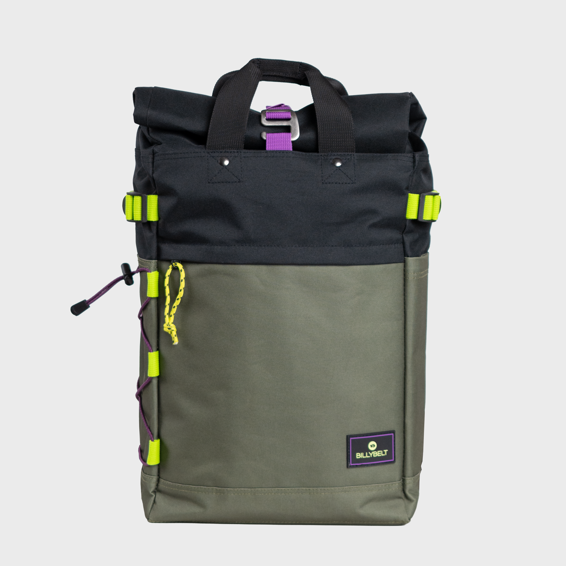 Roll Top Backpack Khaki and Black