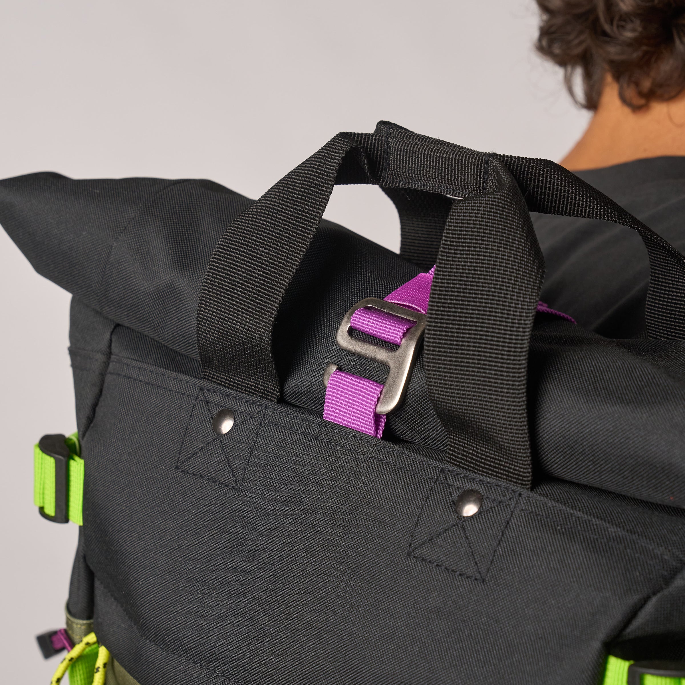Roll Top Backpack Khaki and Black