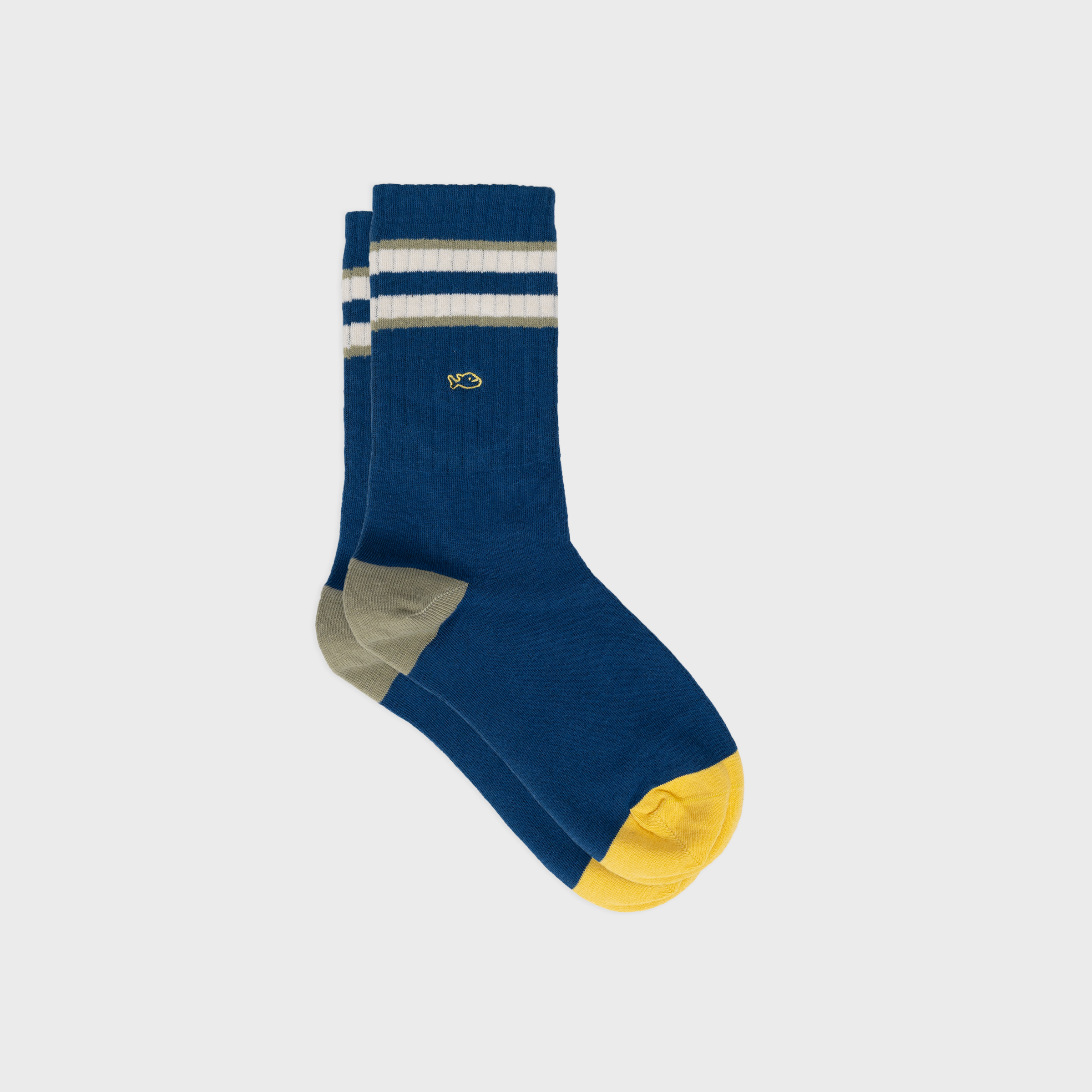 Retro Socks-Blue Green Ivory Beige Stripe