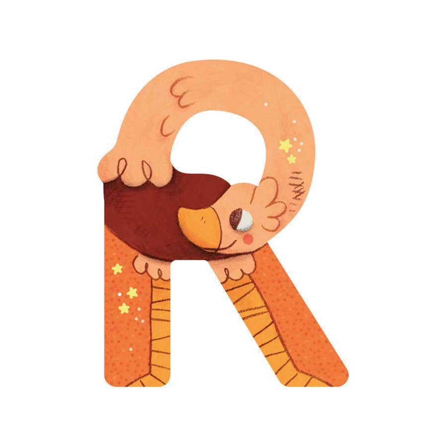 Wooden Letter R Orange