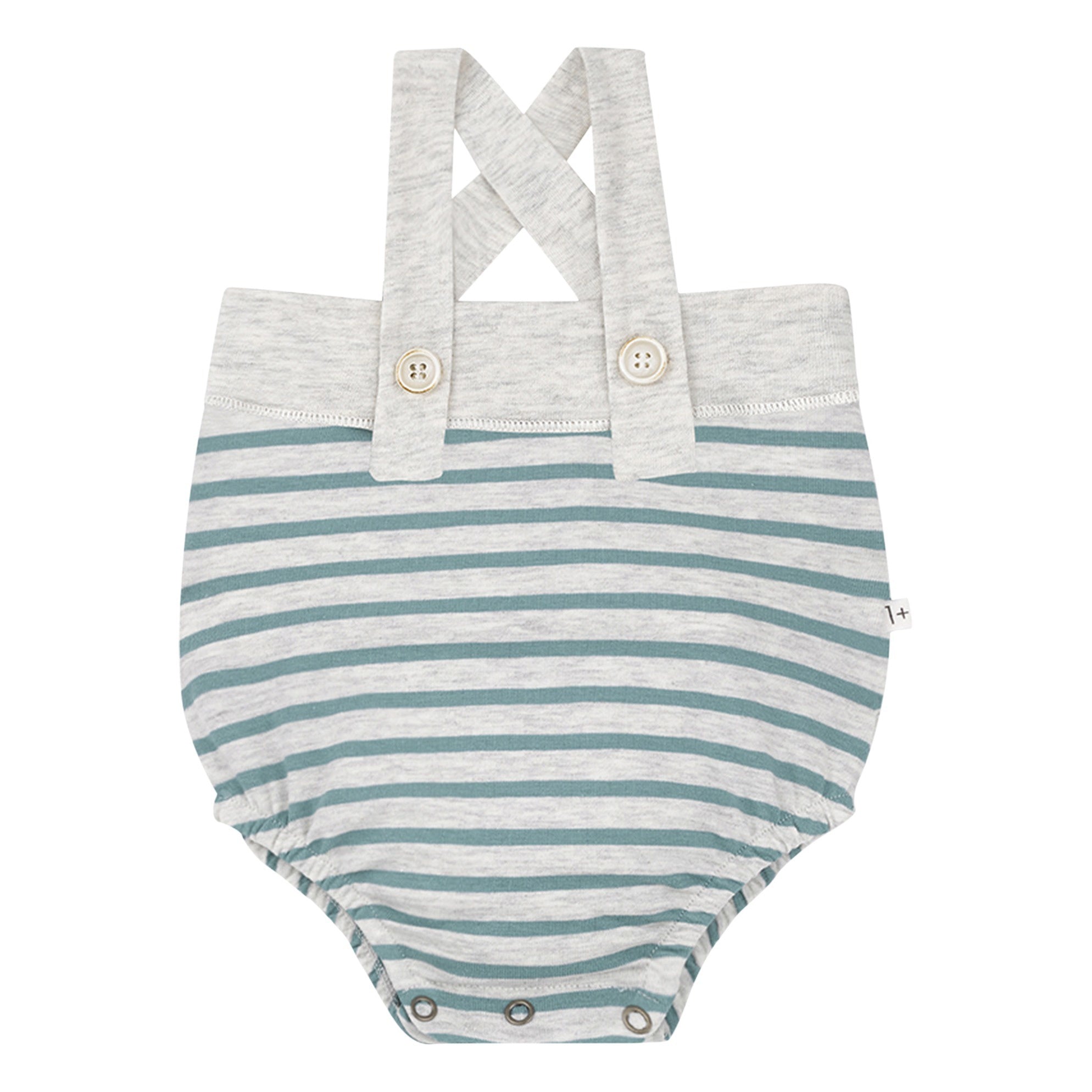 White and green striped baby romper