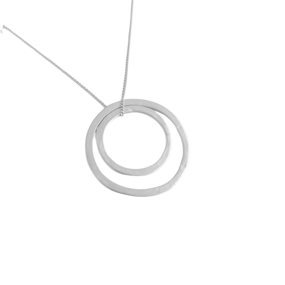 Double Hoop Pendant - Silver