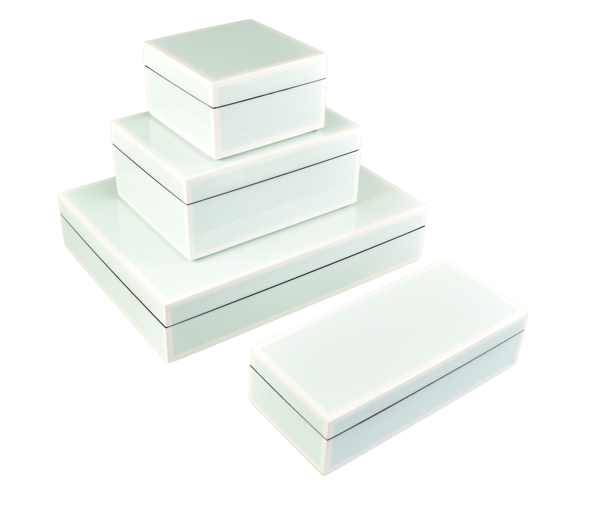 Duck Egg with White Trim Lacquer Boxes