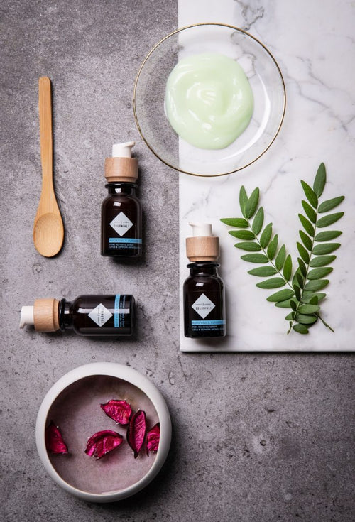 bath and body range: massage cream, shaving cream, moisturiser, luxury soaps.