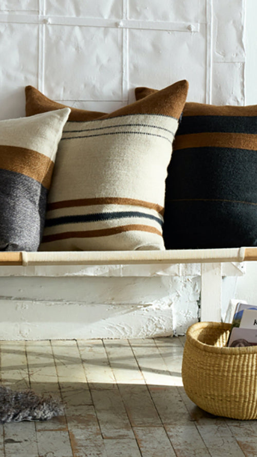 Cushion and throw designer striped large cushion with girl