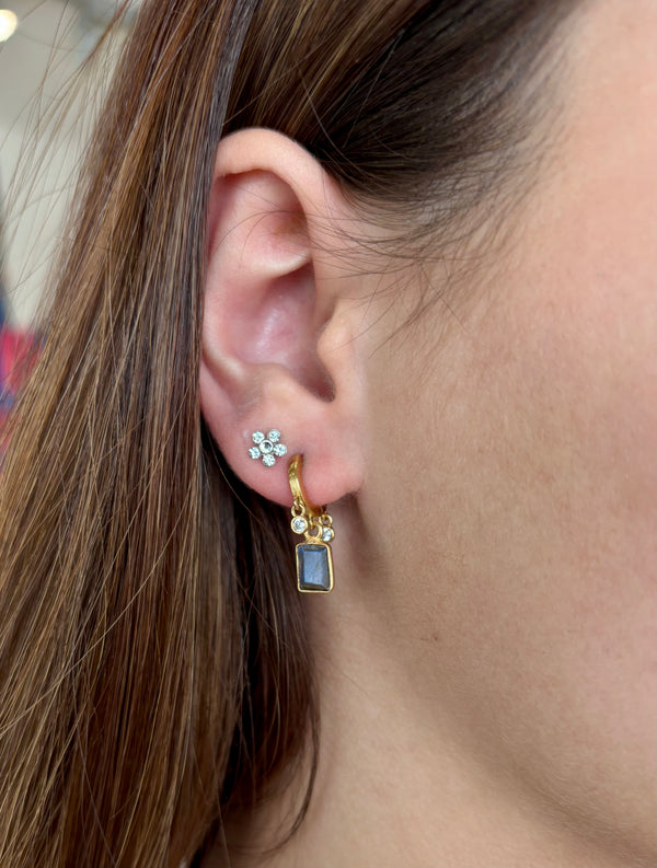 Lauren Labradorite and Zirconium Hoop Earrings