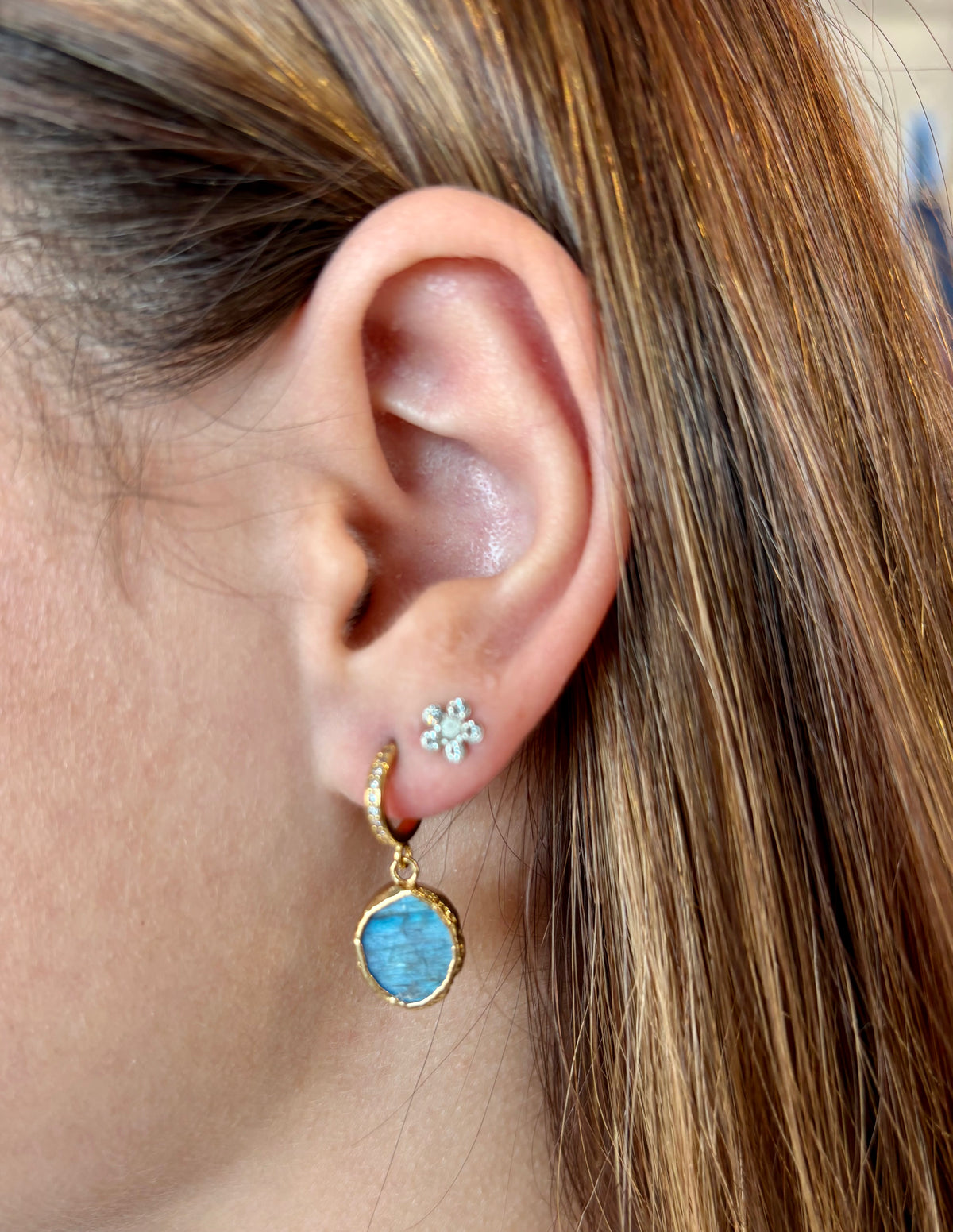 Baby Kara Bo Pic Earrings in Labradorite