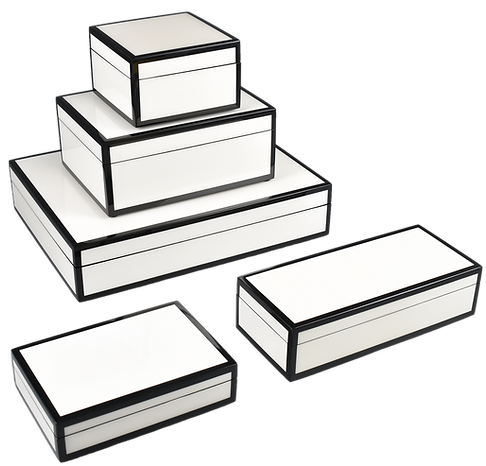 White with Black Trim Lacquer Boxes