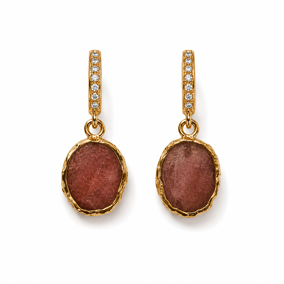 Baby Kara Earrings - Strawberry Quartz