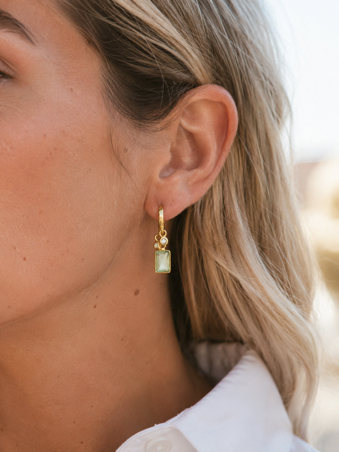Lauren Amethyste Verte Hoop Earrings
