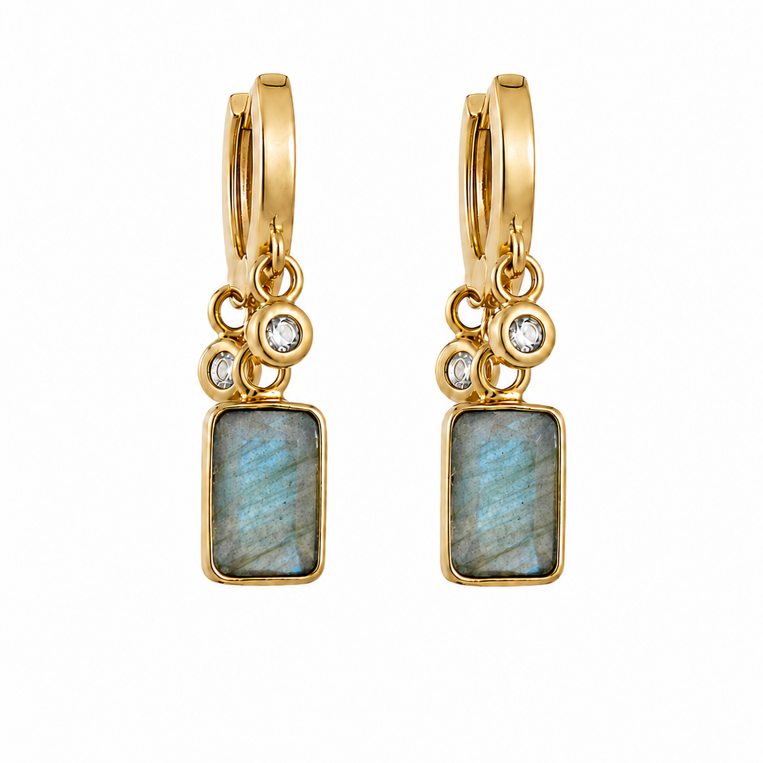 Lauren Labradorite and Zirconium Hoop Earrings
