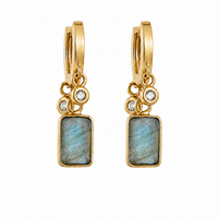 Lauren Labradorite and Zirconium Hoop Earrings