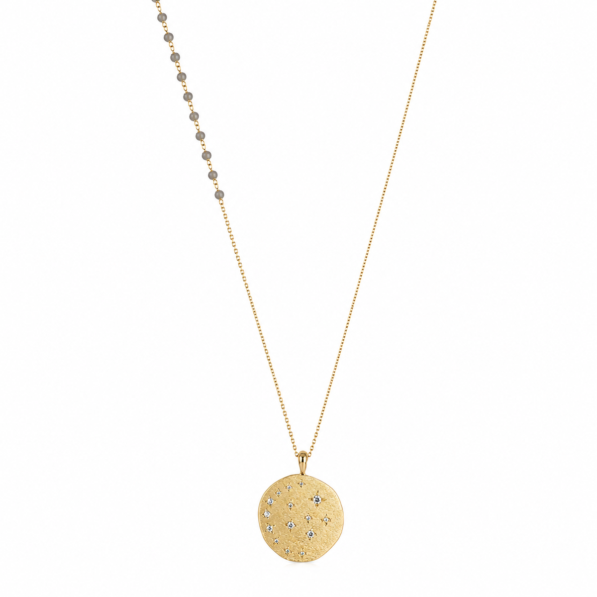 Sharm Necklace - Labradorite & Moonlight Zirconium Medallion