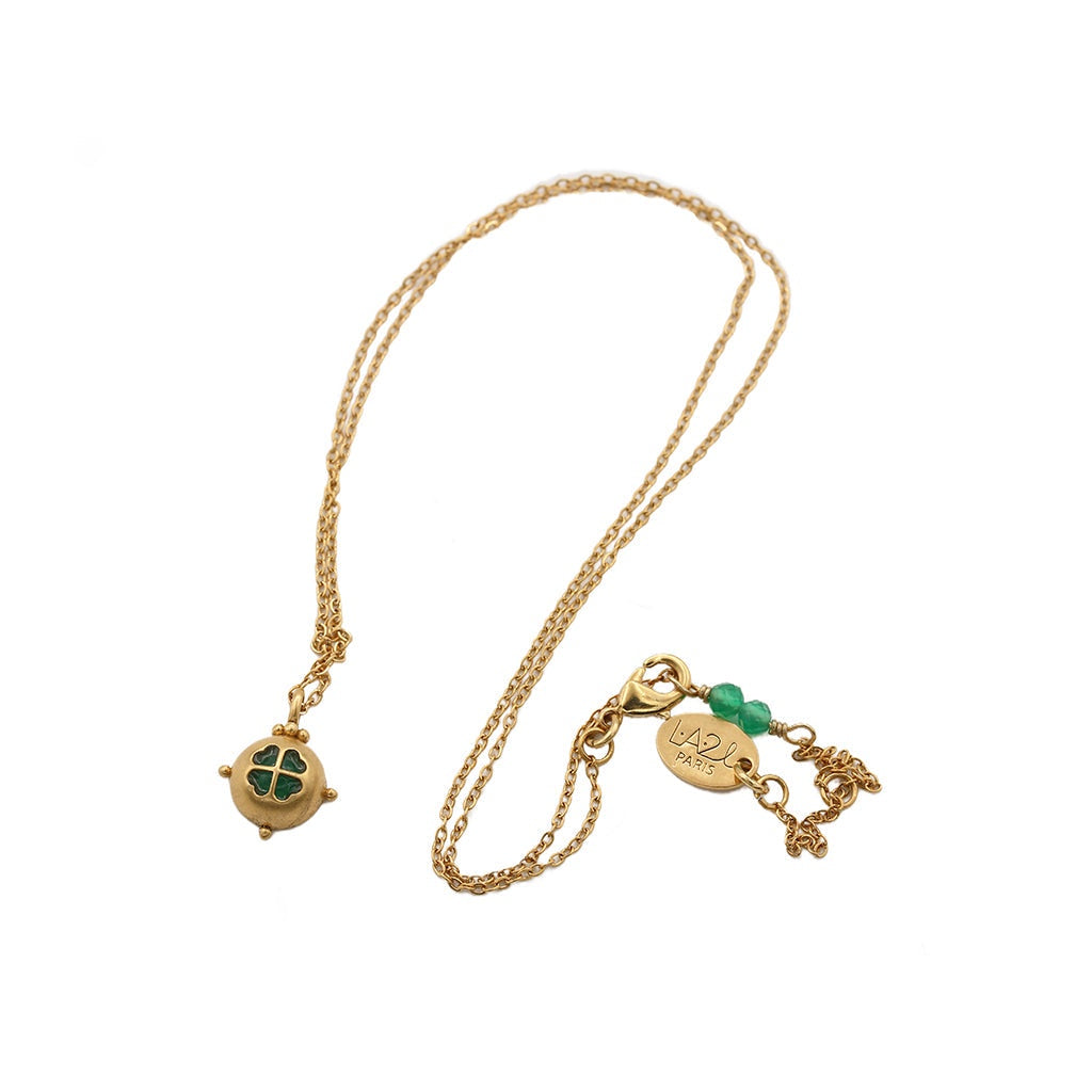 Sacha Mini Charm Necklace - Green Agate