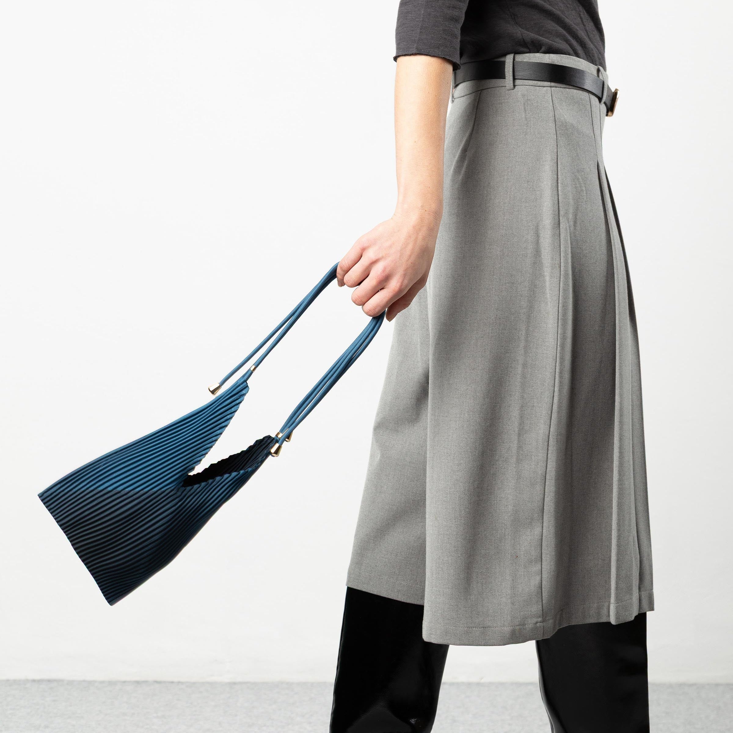 Moroccan Blue Pleated Pouch Bag