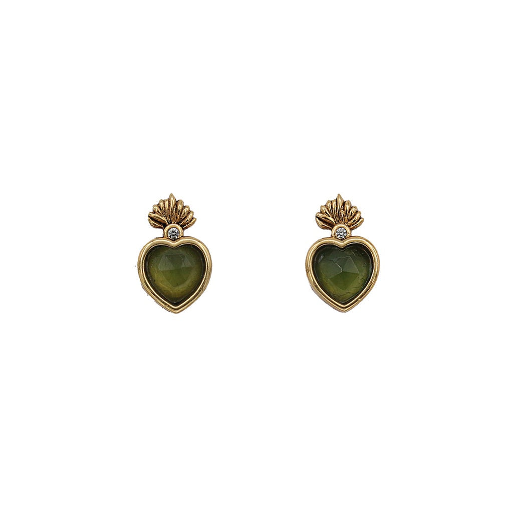 Rima Flame Heart Studs - Serpantine