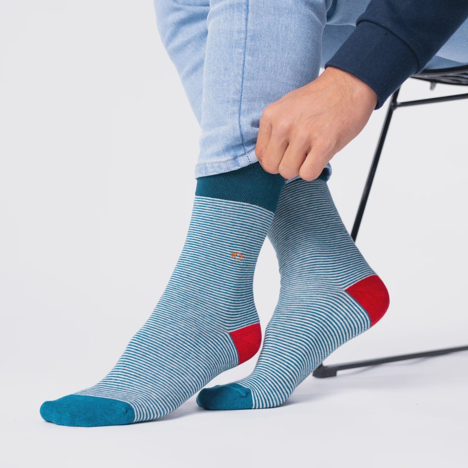 Cotton Socks Blue Green Stripe