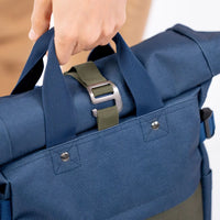 Roll Top Backpack - Navy and Khaki