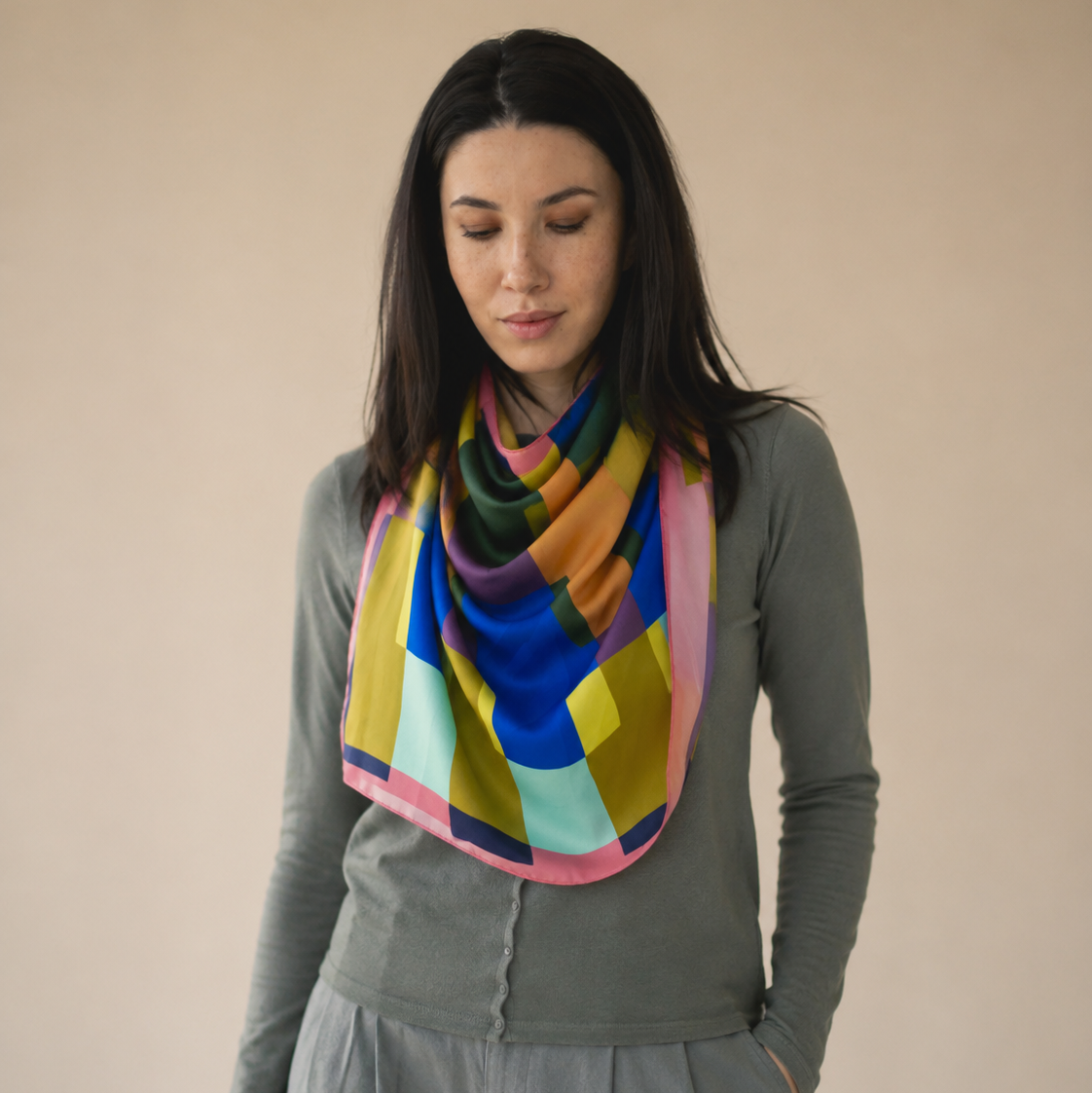 Azul Pixel Silk Scarf