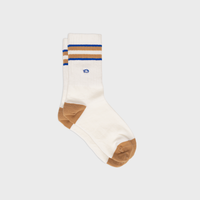 Retro Cotton Socks - White, Blue + Caramel