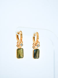 Lauren Labradorite and Zirconium Hoop Earrings