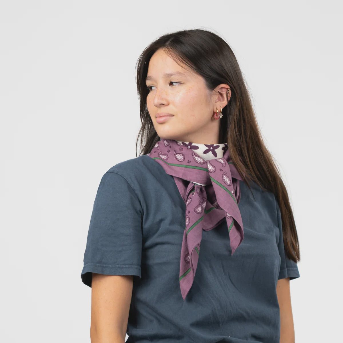 Organic Cotton Scarf -Purple / Beige