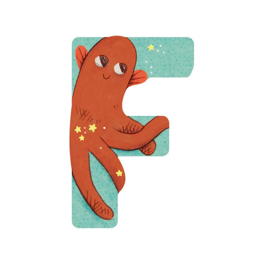 Wooden Letter F Blue