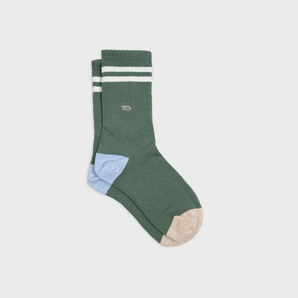 Retro Socks - Green White Striped