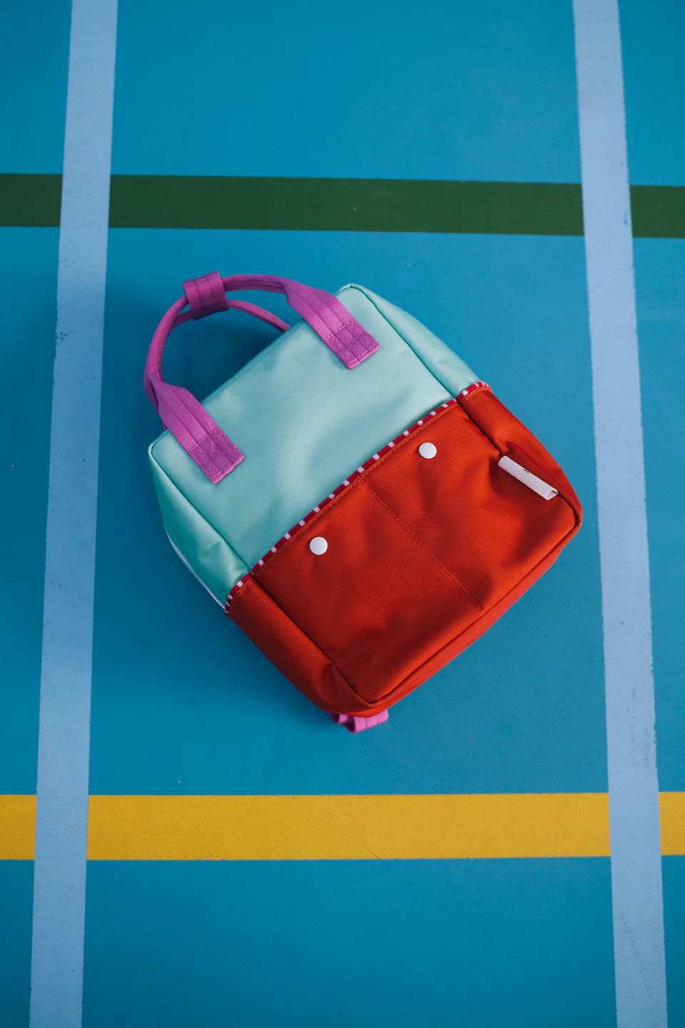 Kids Small Backpack - Towel Green + Gravel Orange