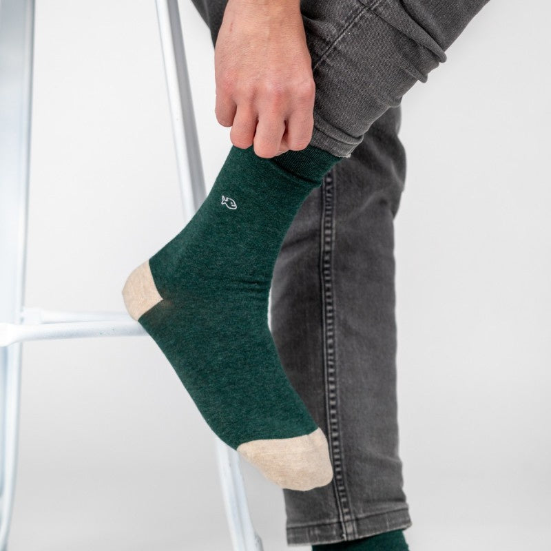 Plain Socks - Mottled Dark Green