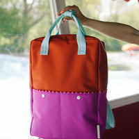 Kids Backpack Large - Gravel Orange + Rosette Pink