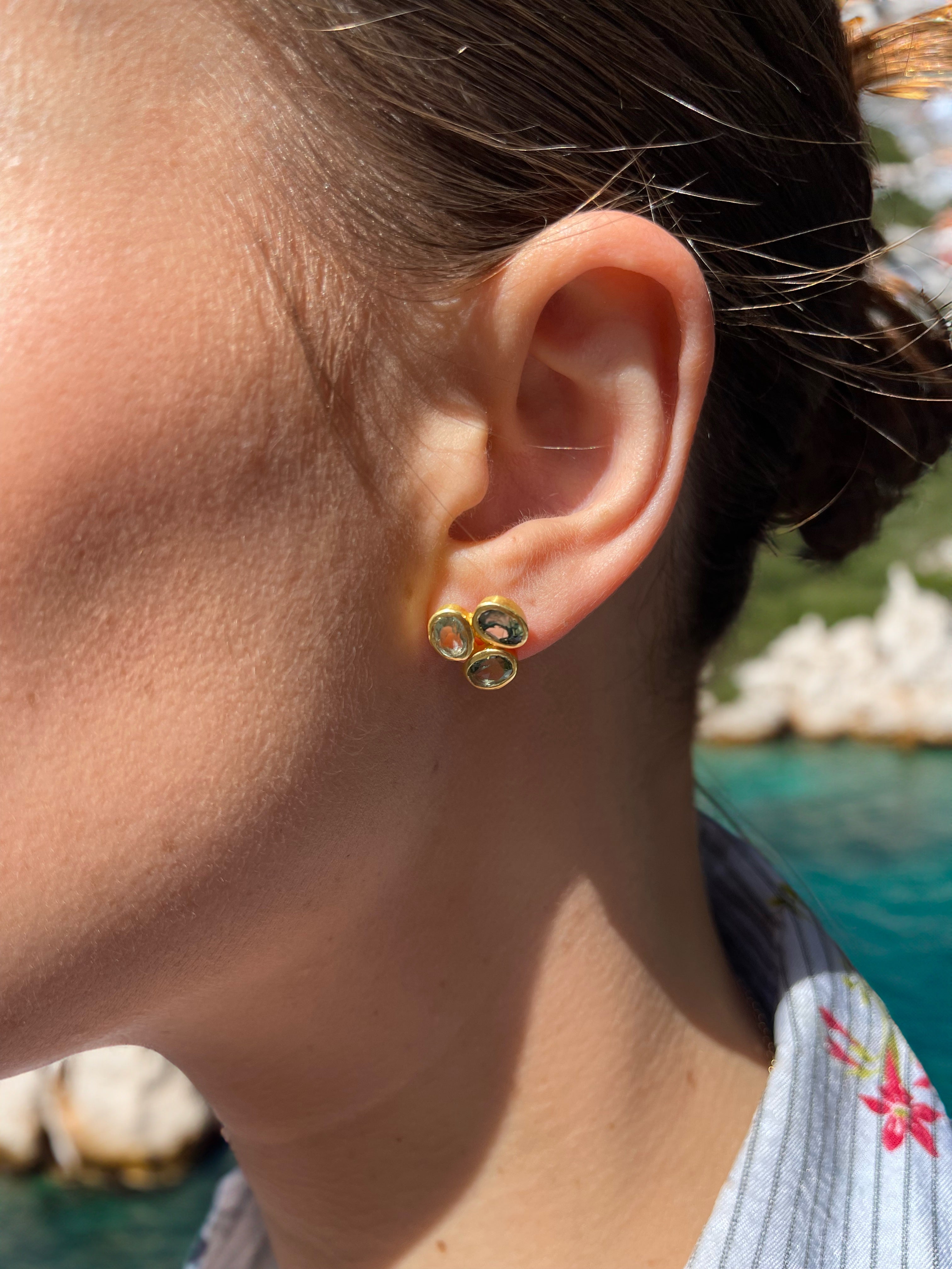 Ghani Earrings Amethyst/Green Tourmaline/Mossgate