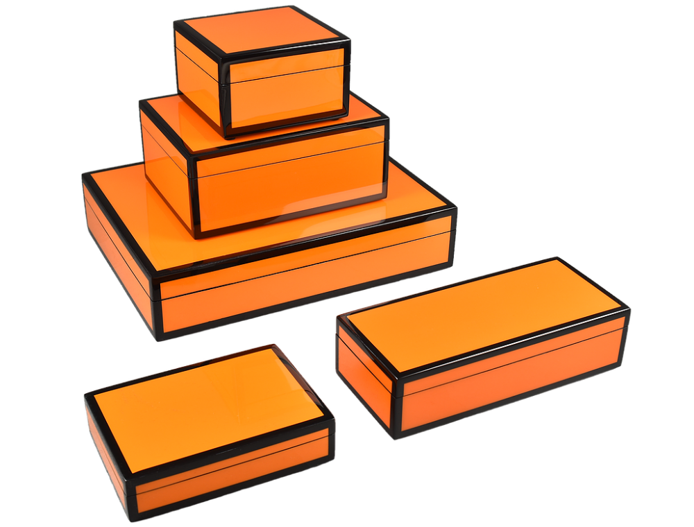 Orange with Black Trim Lacquer Boxes