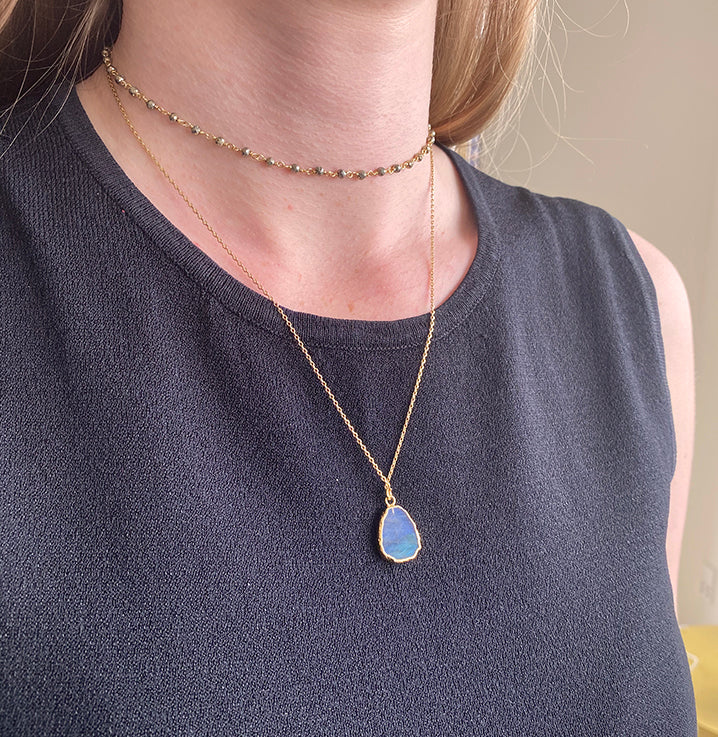Gemma Pyrite & Labradorite Necklace