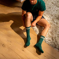 Retro Socks-Green Ivory Stripe