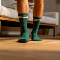 Retro Socks-Green Ivory Stripe