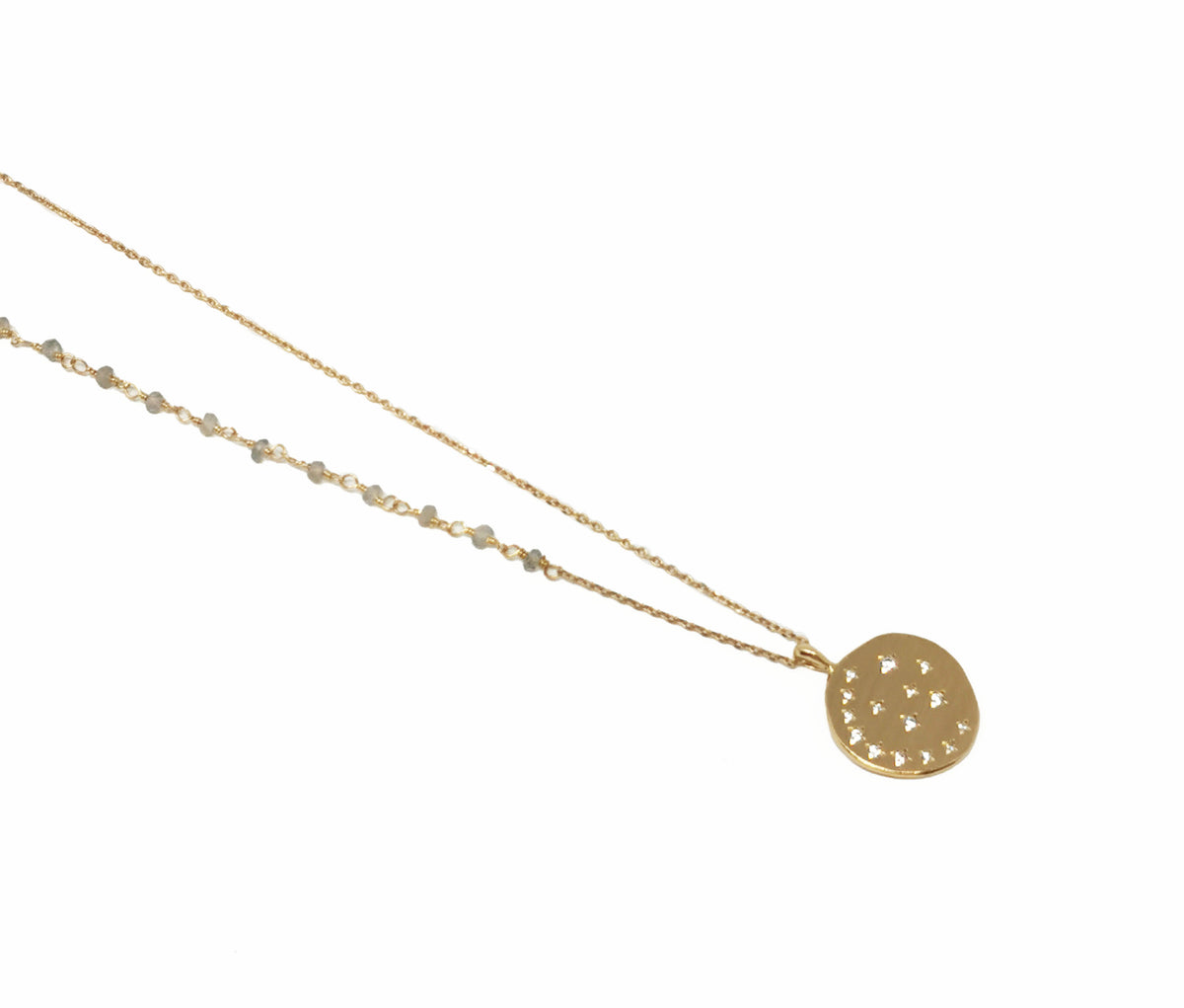 Sharm Necklace - Labradorite & Moonlight Zirconium Medallion