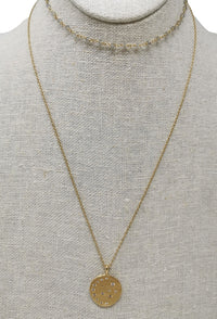Sharm Necklace - Labradorite & Moonlight Zirconium Medallion