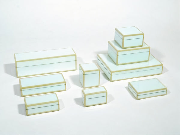 Duck Egg with Beige Trim Lacquer Boxes