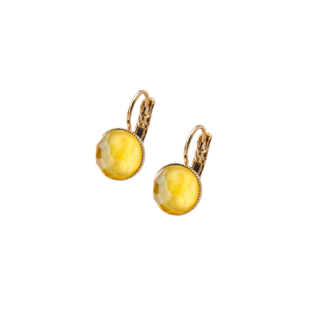 Pom Crystal Earrings Short Yellow