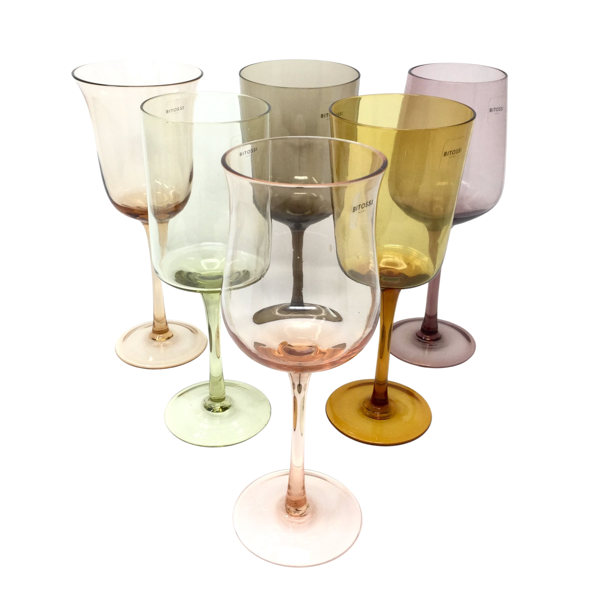 Desigual Wine Glasses Amber & Pink Mix