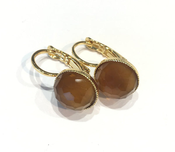 Pom Crystal Earrings Short Ochre