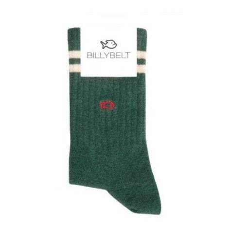 Retro Socks-Green Ivory Stripe